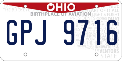 OH license plate GPJ9716