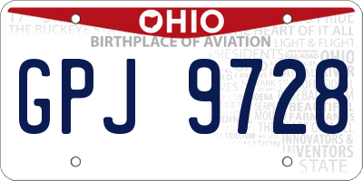 OH license plate GPJ9728