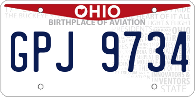 OH license plate GPJ9734