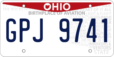 OH license plate GPJ9741