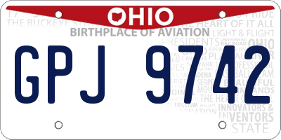 OH license plate GPJ9742