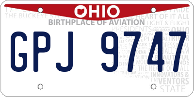 OH license plate GPJ9747