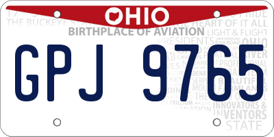 OH license plate GPJ9765
