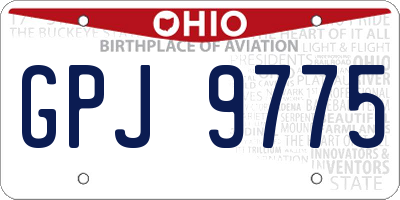 OH license plate GPJ9775