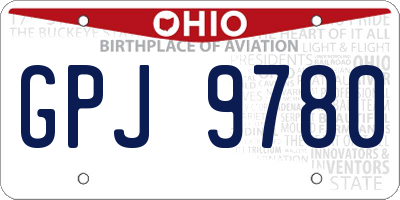 OH license plate GPJ9780