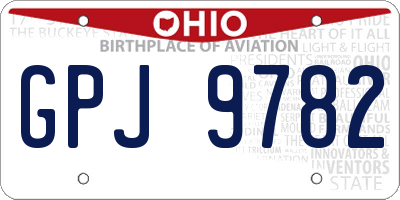 OH license plate GPJ9782