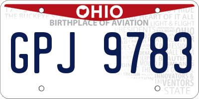 OH license plate GPJ9783