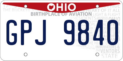 OH license plate GPJ9840