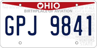 OH license plate GPJ9841
