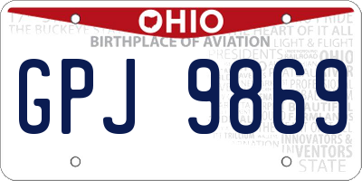 OH license plate GPJ9869