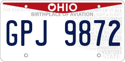 OH license plate GPJ9872