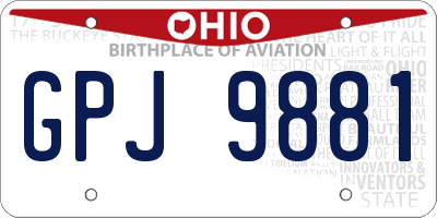 OH license plate GPJ9881