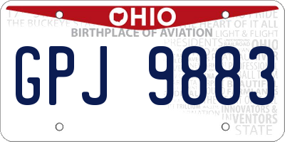 OH license plate GPJ9883
