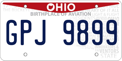 OH license plate GPJ9899