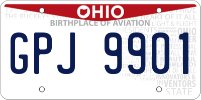 OH license plate GPJ9901