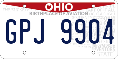 OH license plate GPJ9904