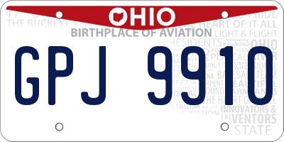 OH license plate GPJ9910