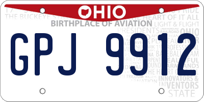 OH license plate GPJ9912