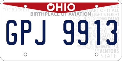 OH license plate GPJ9913