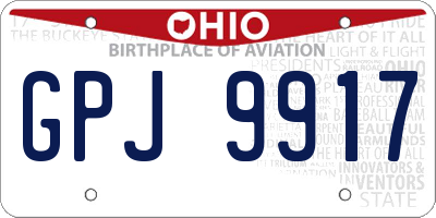 OH license plate GPJ9917