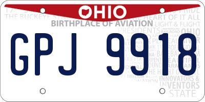OH license plate GPJ9918