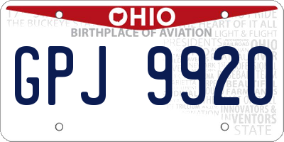 OH license plate GPJ9920
