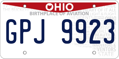 OH license plate GPJ9923