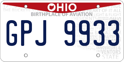 OH license plate GPJ9933