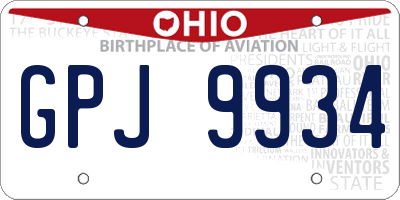 OH license plate GPJ9934