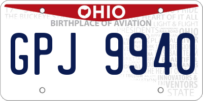 OH license plate GPJ9940