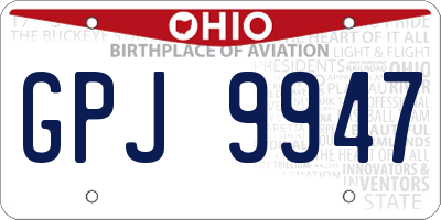 OH license plate GPJ9947