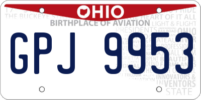 OH license plate GPJ9953