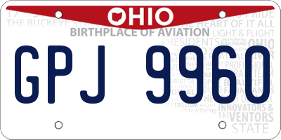 OH license plate GPJ9960