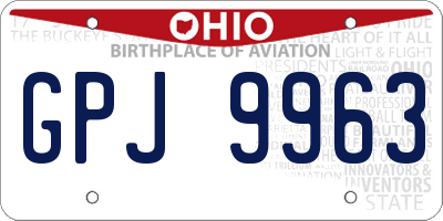 OH license plate GPJ9963