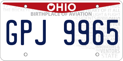OH license plate GPJ9965