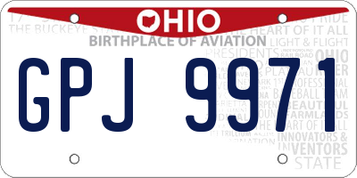 OH license plate GPJ9971