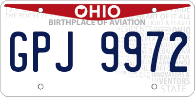 OH license plate GPJ9972