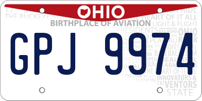 OH license plate GPJ9974