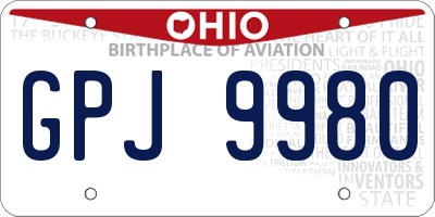 OH license plate GPJ9980