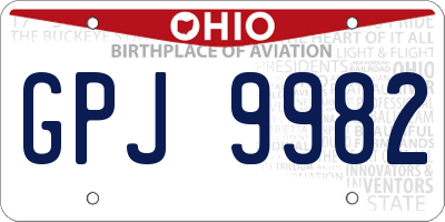 OH license plate GPJ9982