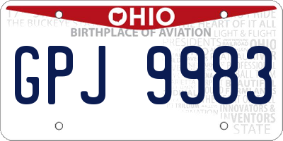 OH license plate GPJ9983