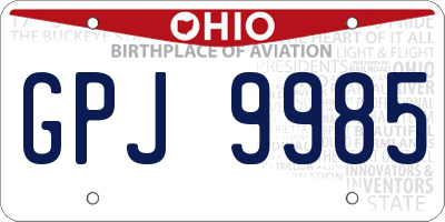 OH license plate GPJ9985