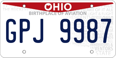 OH license plate GPJ9987