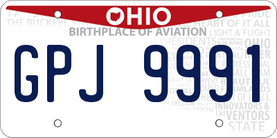 OH license plate GPJ9991
