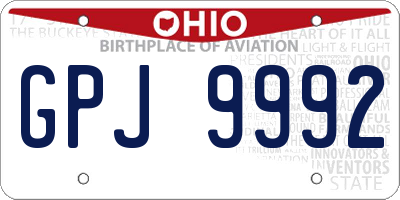 OH license plate GPJ9992
