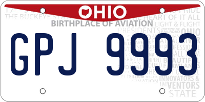 OH license plate GPJ9993