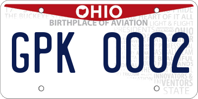 OH license plate GPK0002