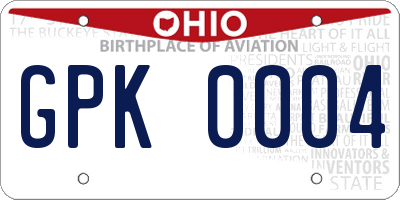 OH license plate GPK0004