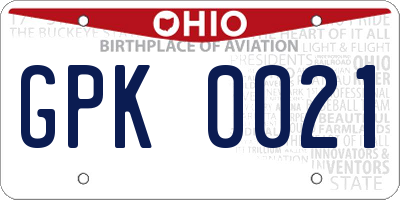 OH license plate GPK0021
