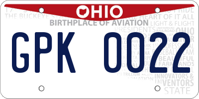 OH license plate GPK0022